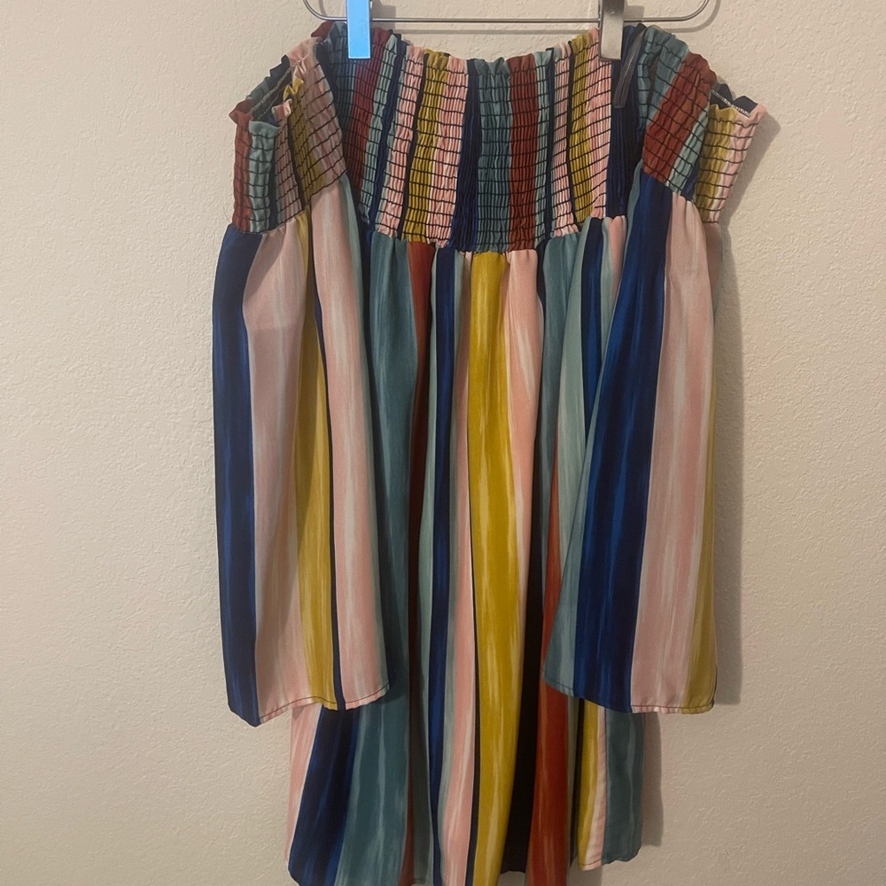 Women’s dress above knee off shoulder bell sleeves